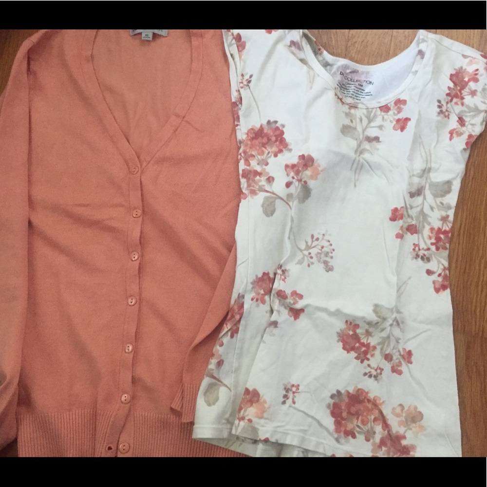 Melon cardigan and floral top